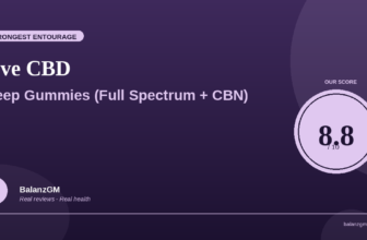 Five CBD full-spectrum sleep gummies with CBN bottle