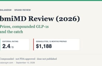 bmiMD review 2026: editorial rating 2.4 out of 5; twelve months of compounded semaglutide costs $1,188 prepaid